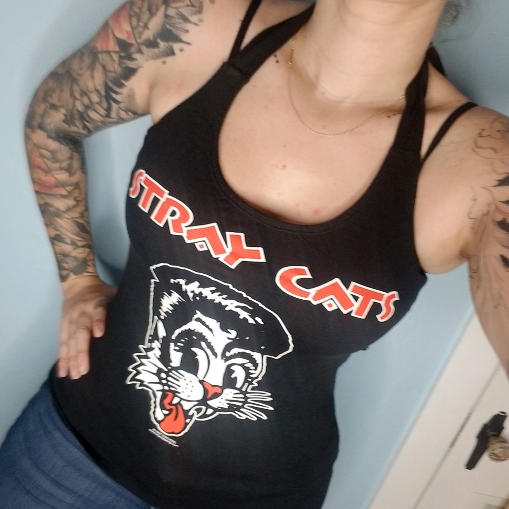 STRAY CATS halter top Handmade
